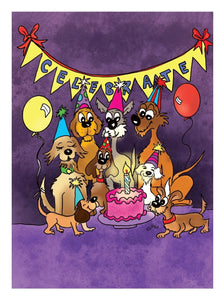 Dogs Celebrating a Birthday Cards by Jacinta INK