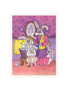 Mother's Day card baby bunnies get a bath Cards by Jacinta INK