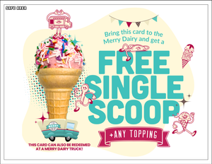 Single scoop with any topping Loot Bag Cards for right now!