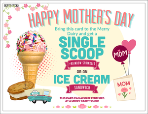 Single scoop with rainbow sprinkles or ice cream sandwich Mothers Day Cone Cards!