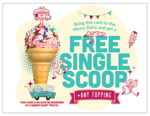 Single scoop with any topping Loot Bag Cards for right now!