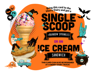 Single Cone with sprinkles or Ice Cream Sandwich Halloween Trick or Treat Cards!