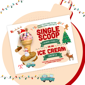 Single scoop with rainbow sprinkles or ice cream sandwich Holiday Stocking Stuffer Cards!